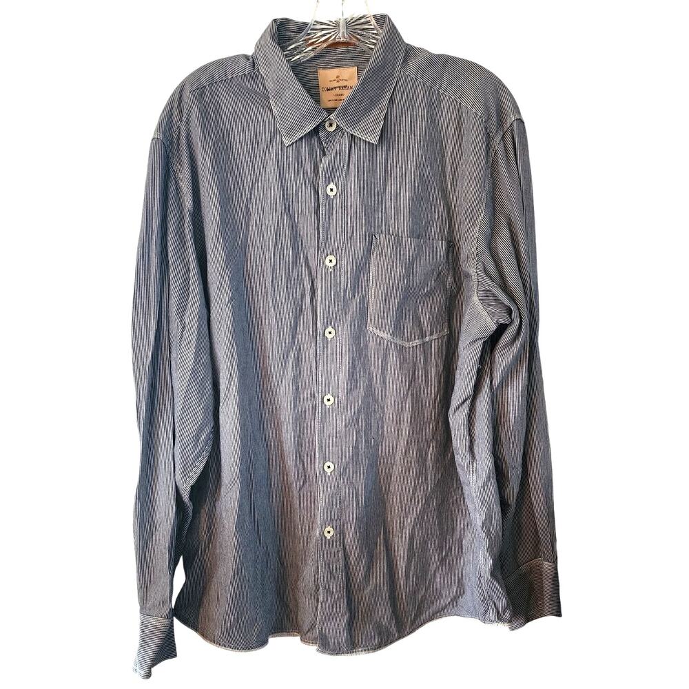 Tommy Bahama Blue White Striped Button Down Shirt Size Large
